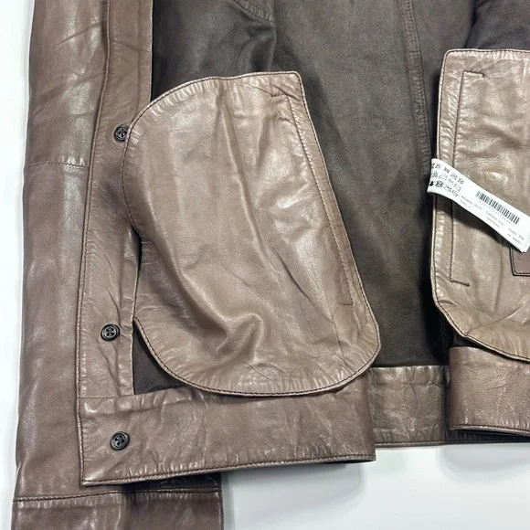 Massimo Dutti Genuine Leather Jacket Nappa Tailored Euro Moto Slim Fit - Picture 11 of 16